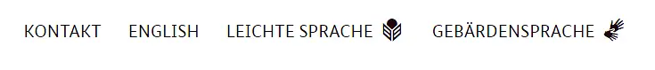 Menü für Sprachen, Barrierefreiheit und Kontakt